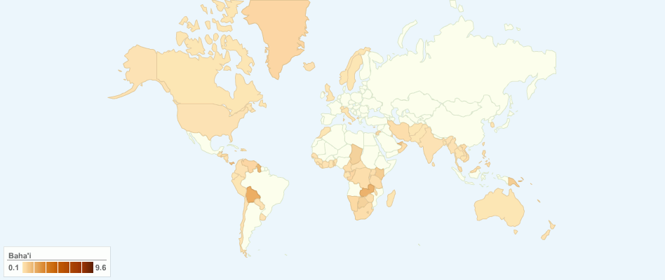 Babi and Baha'i faiths Adherents by Country