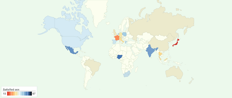 Satisfaction in Having Sex by Country