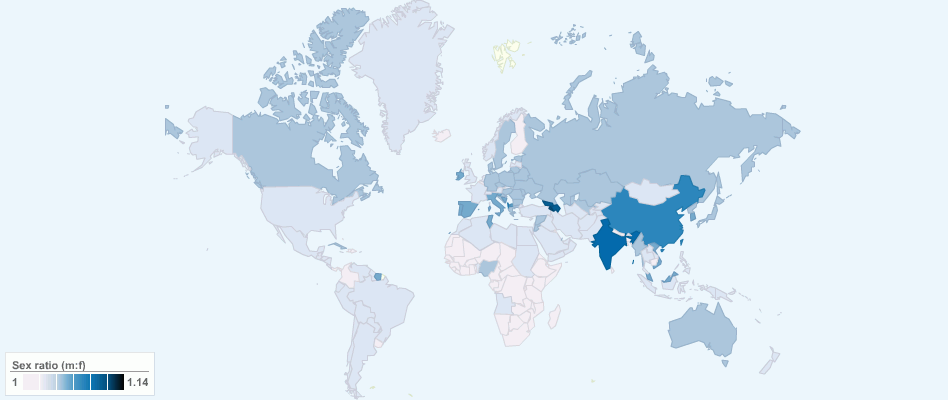 Worldwide Human Sex Ratio at Birth