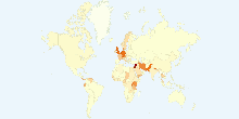 Number of Refugees per 1000 square kilometre by Country