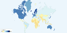 Number of Internet Users by Country, per 100 people